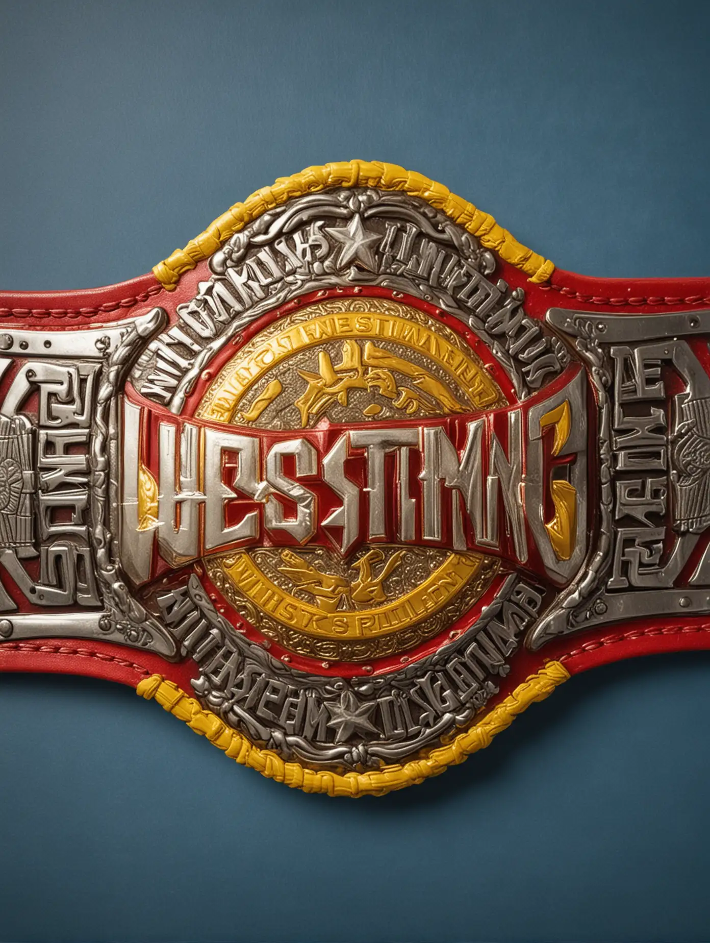 red and yellow wrestling champion Belt on blue background
