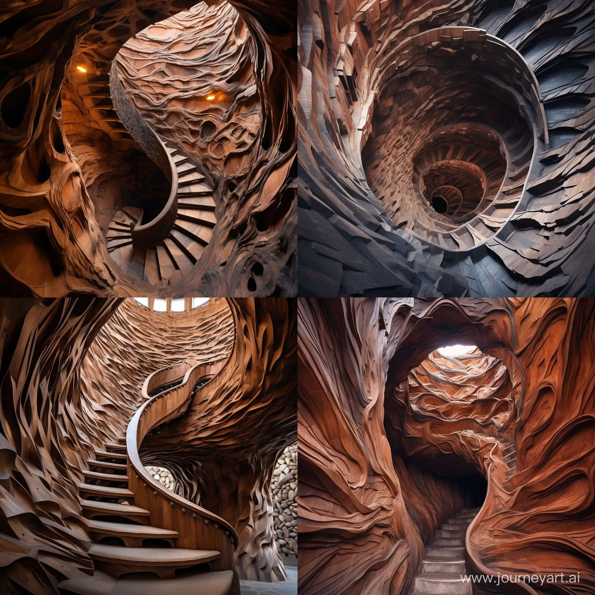 spiral staircase inside the bark, wall