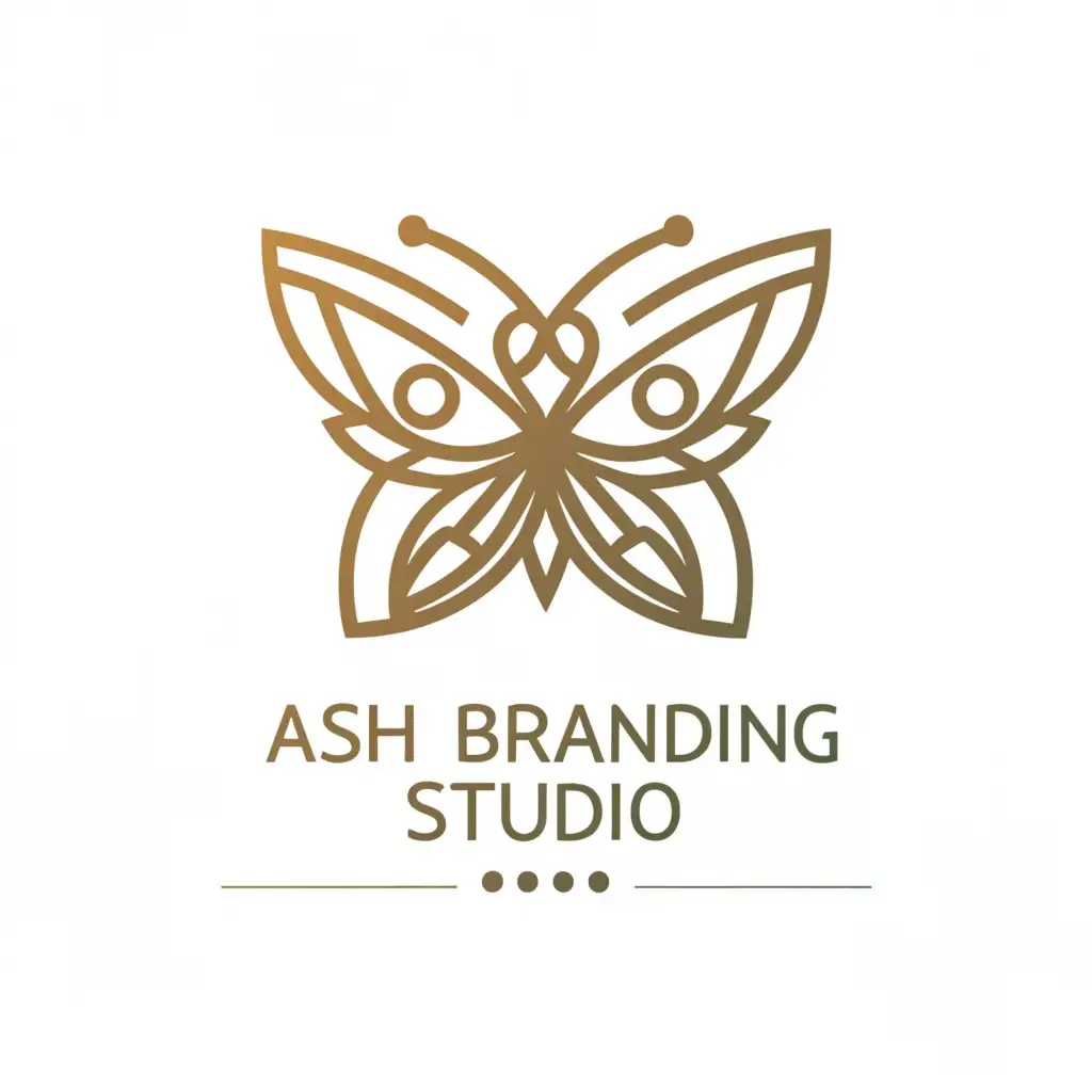 a logo design,with the text "ASH Branding studio", main symbol:A butterfly ,complex,be used in Technology industry,clear background