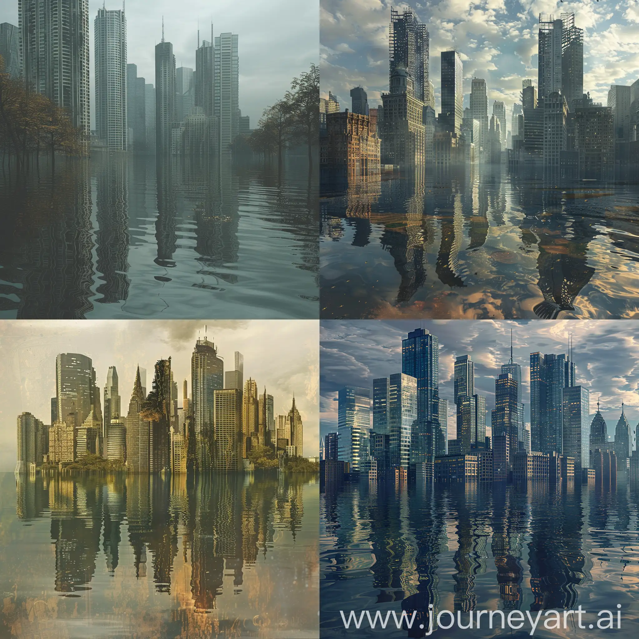Apocalyptic-Cityscape-Skyscrapers-Submerged-in-Rising-Tides