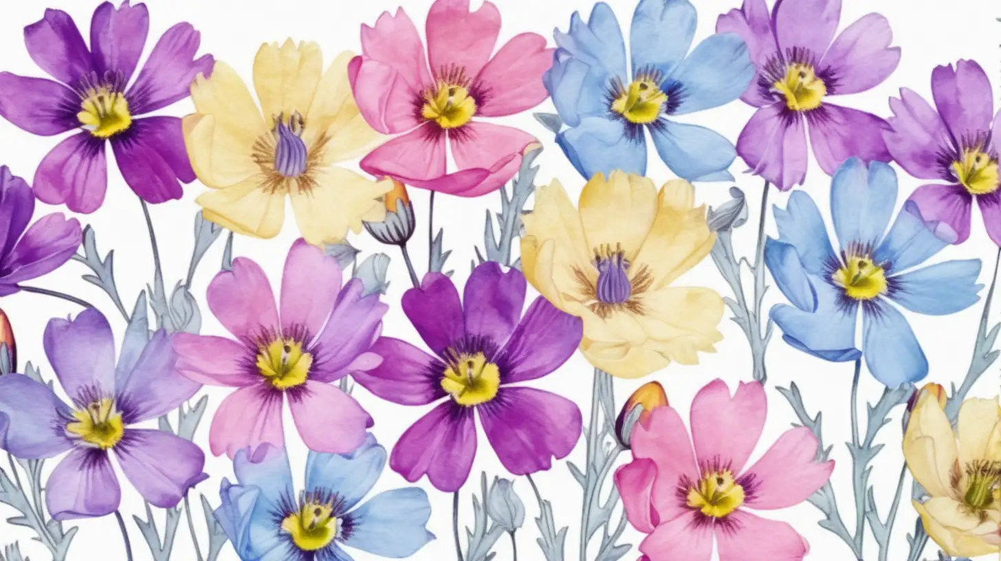 Pastel Watercolor Pasque Flower Clipart on White Background Andy Warhol Inspired