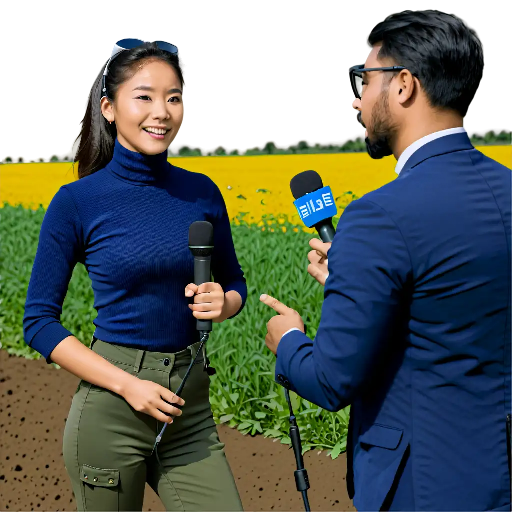 Radio Journalist Interview in the Field PNG Image Depicting Dynamic ...