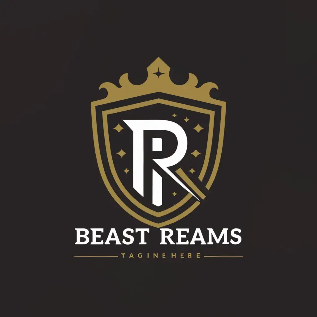 a logo design,with the text 'Beast Realms', main symbol:shield and crown with words of BR,Moderate, be used in Entertainment industry, clear background gaming 