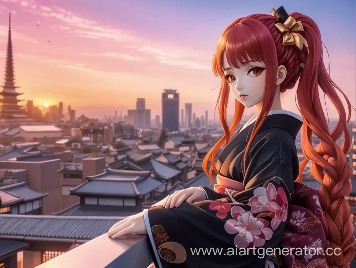 Stunning-Anime-Girl-on-Rooftop-Overlooking-Vibrant-City-Sunset