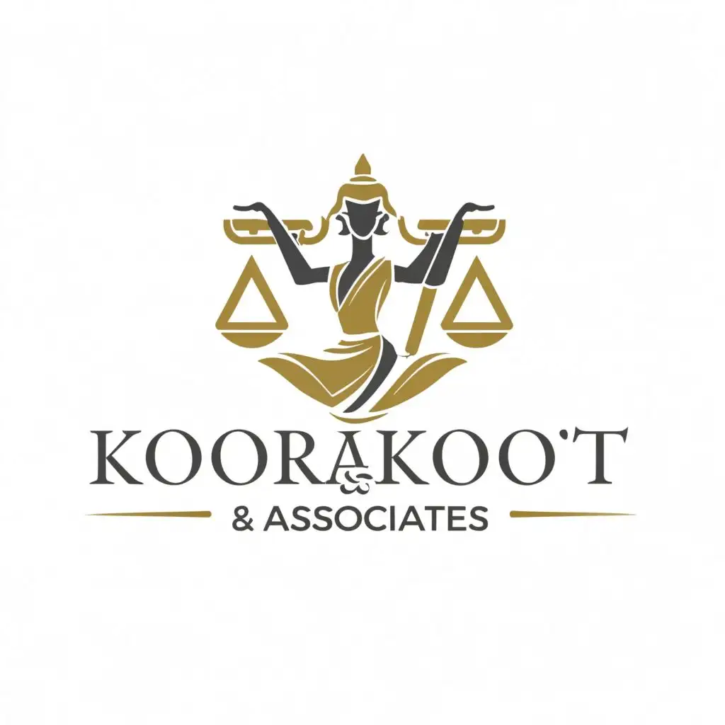 a logo design,with the text "Korakot & Associates", main symbol:Lady Justice, Thai chada, Gold Colors,Moderate,be used in Legal industry,clear background