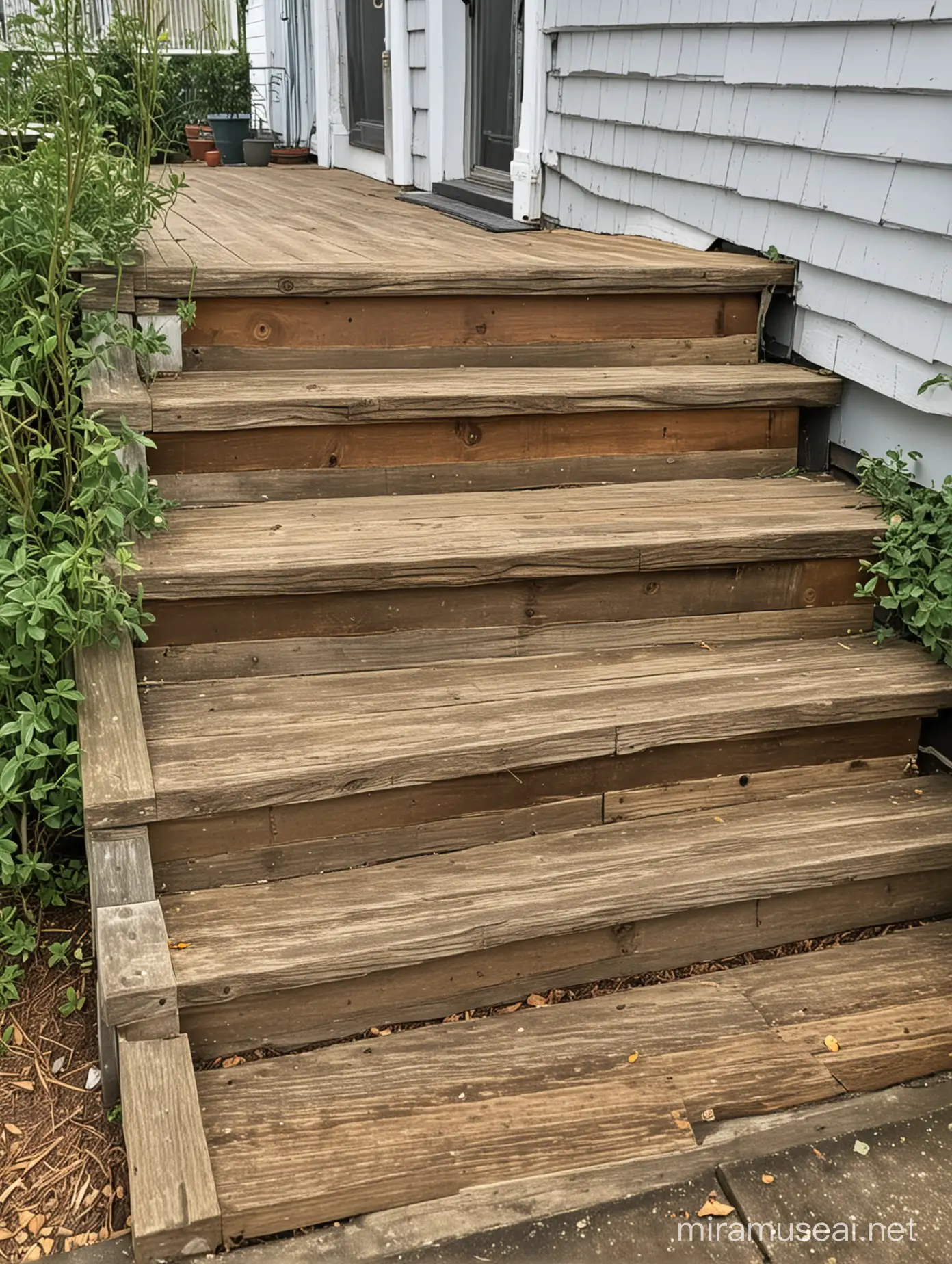 Rustic Wooden Porch Steps Nearby