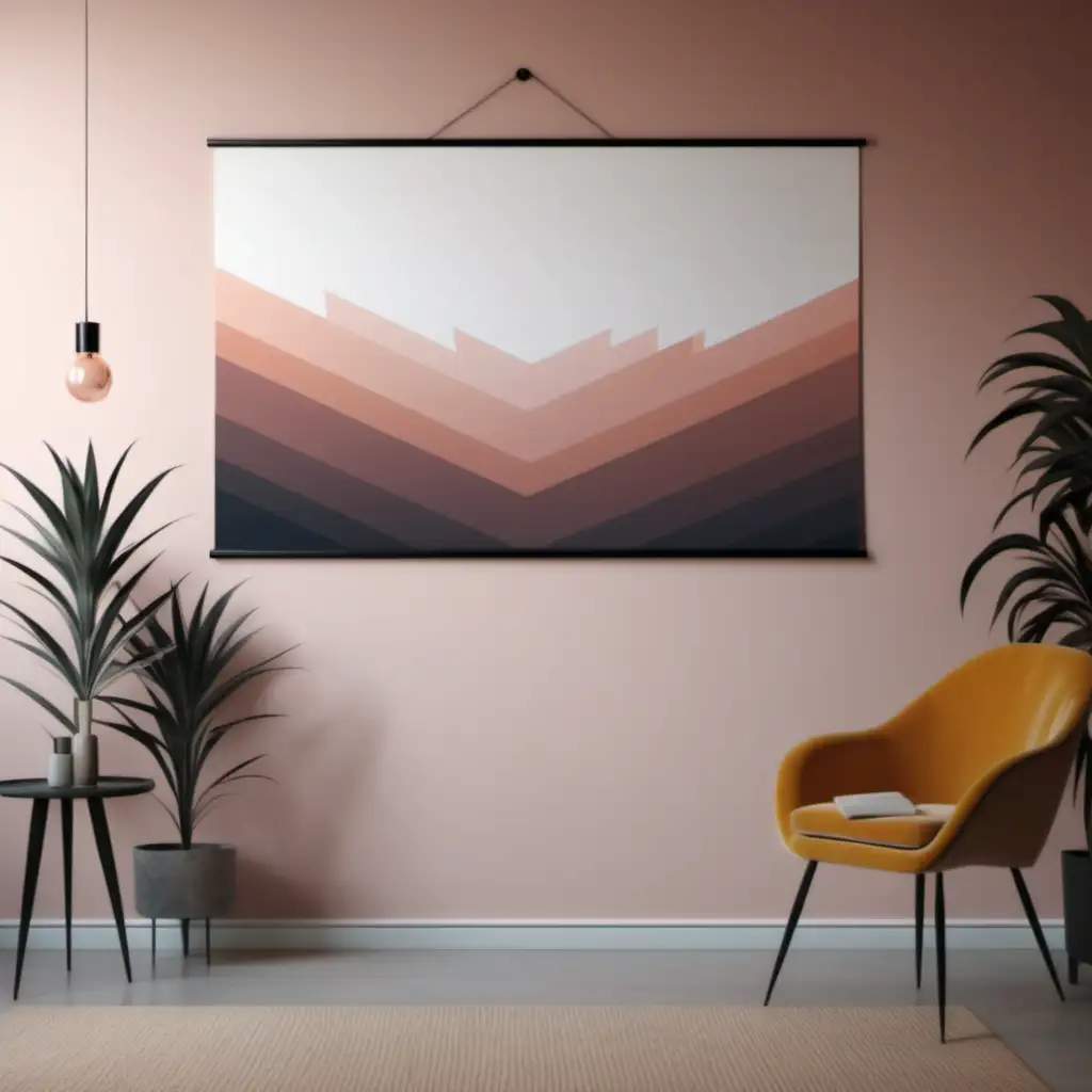 Aesthetic Room with Horizontal Poster Displaying Modern Art