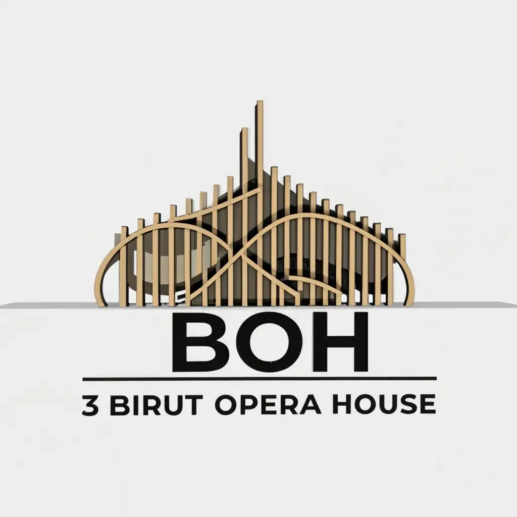 a logo design,with the text 'Beirut Opera House', main symbol:Beirut Opera House Logo with text 'BOH' 3d black lines in creative design,Moderate,clear background