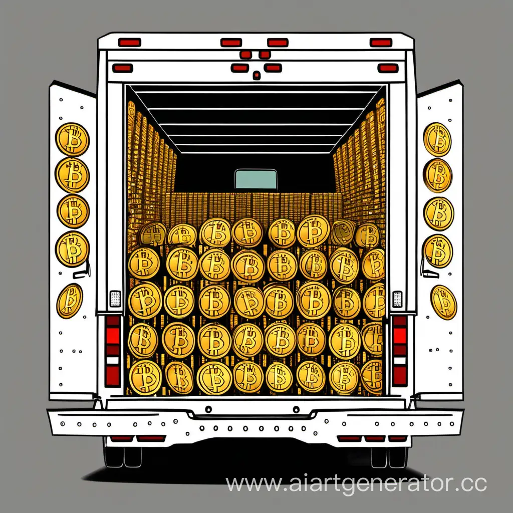 cash truck full of bitcoins and other crypto back view