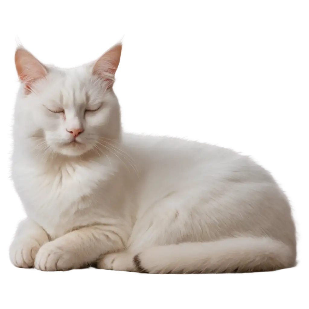 White-Purebred-Cat-Sleeping-PNG-Image-Serene-Feline-Nap-Captured-in-High-Quality