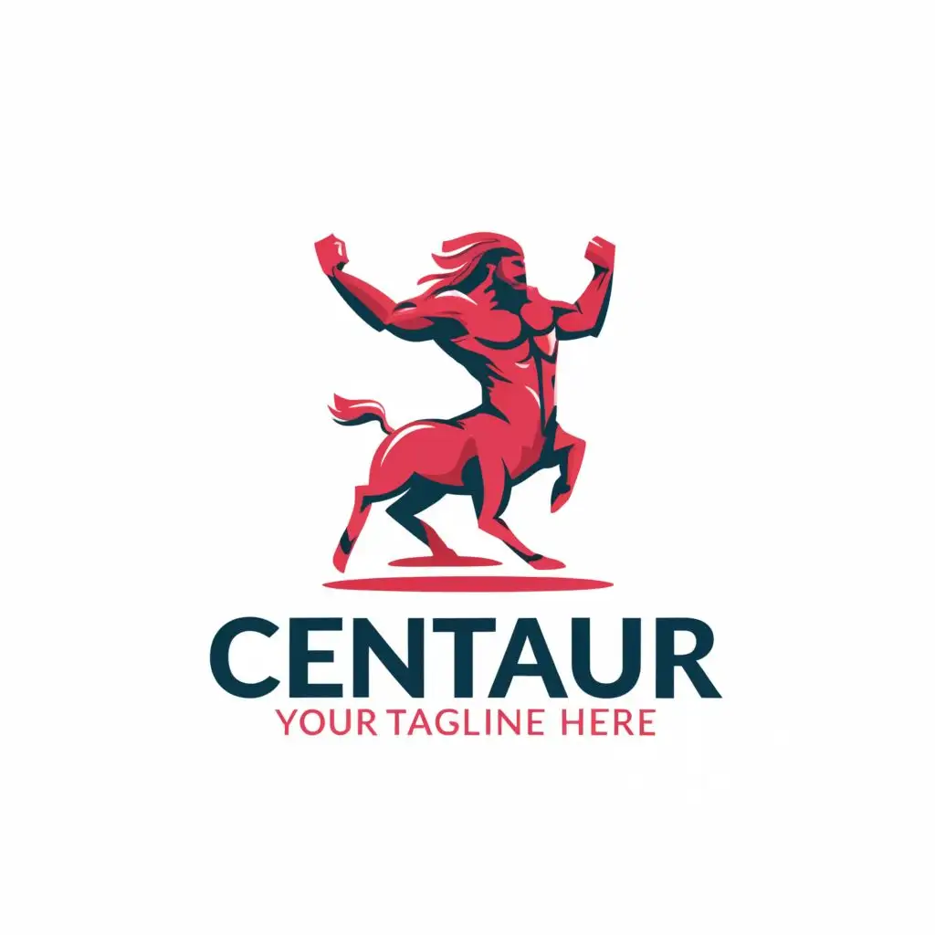 a logo design,with the text "CENTAUR", main symbol:Centaur with enormous muscles, double bicep flex pose,Minimalistic,be used in Sports Fitness industry,clear background