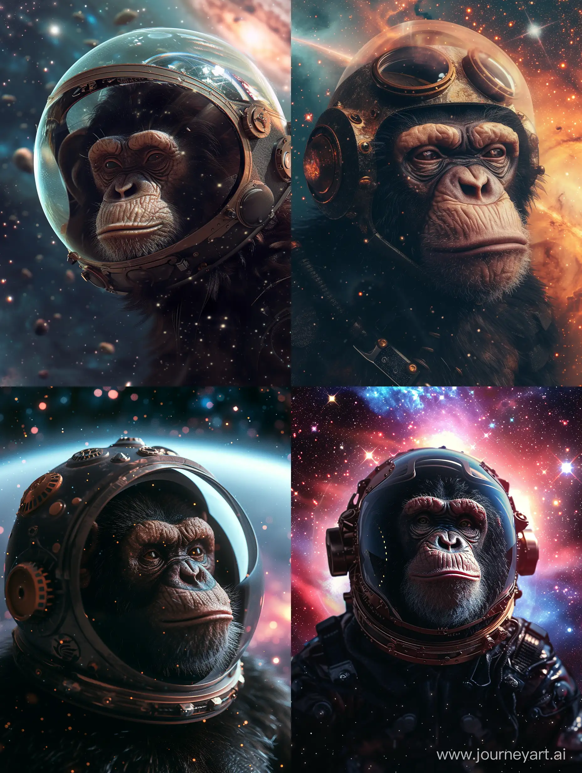 Steampunk-Ape-Astronaut-Floating-in-Cosmic-Splendor