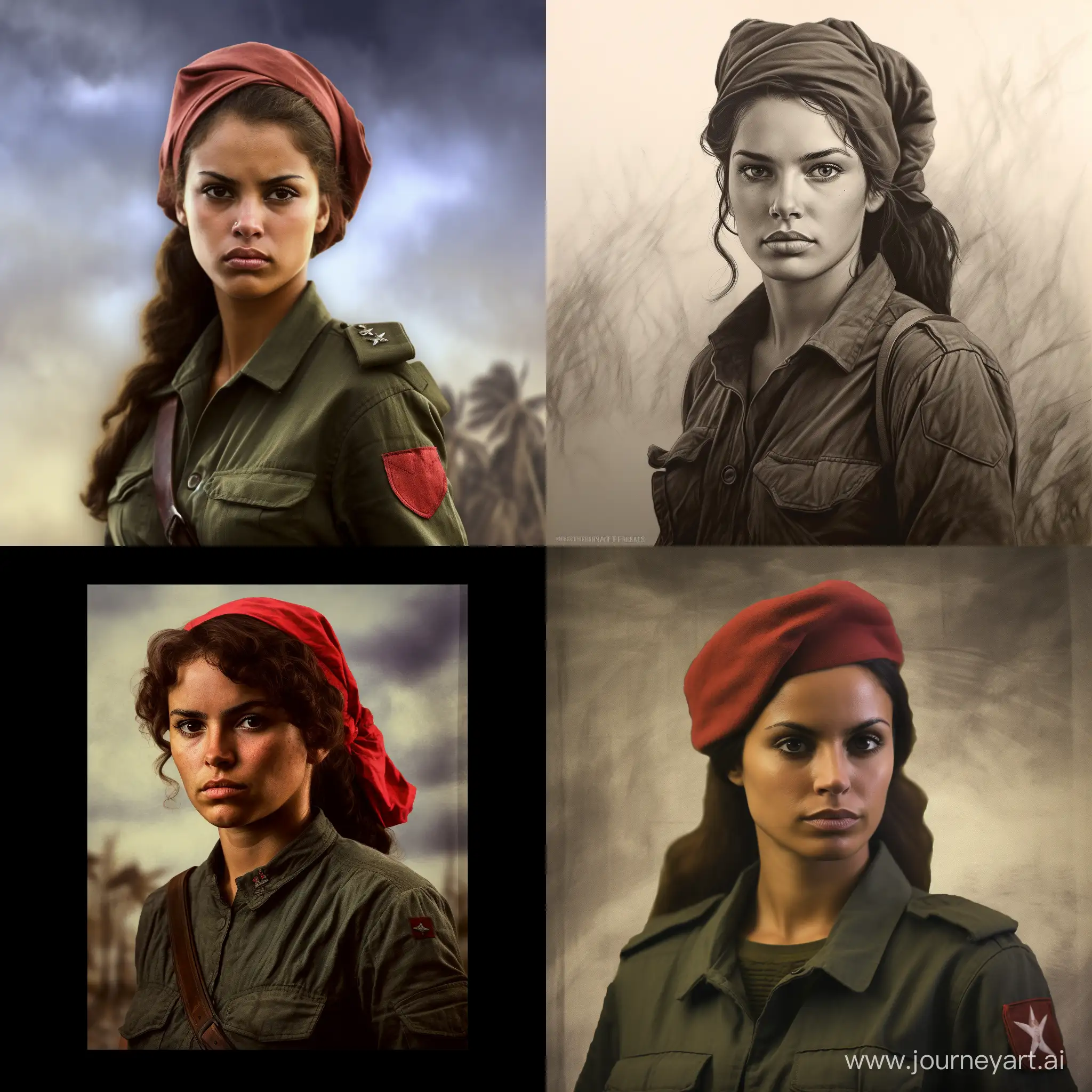 кубинский,революционер,женщина,реалистичное фото, Budenovka, красноармеец