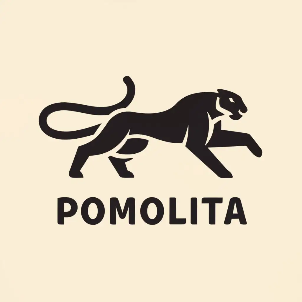 a logo design,with the text "Pomolita", main symbol:Panther,Minimalistic,clear background