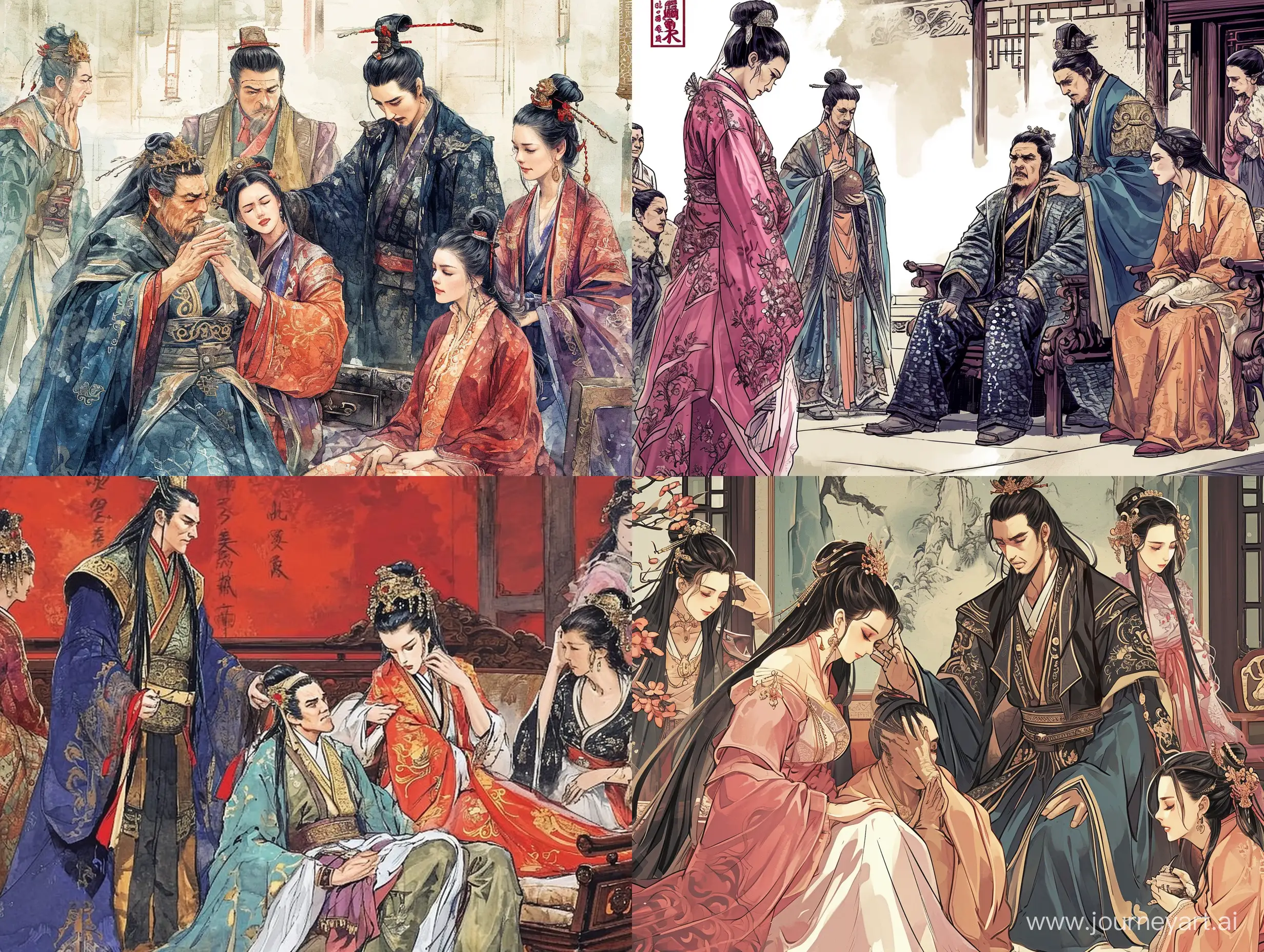 Imperial-Court-Indulgence-ChineseStyle-Comic-with-Ink-Painting-Scenes