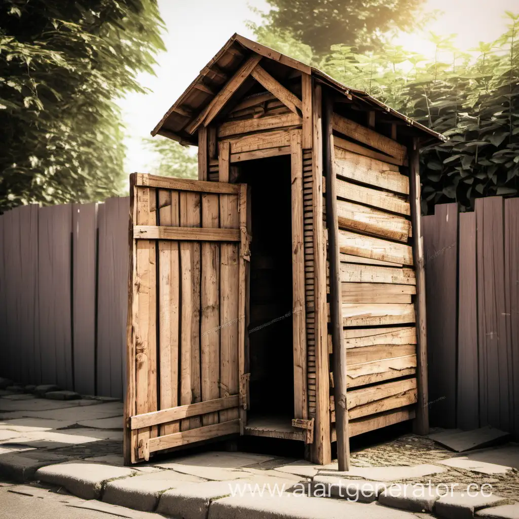 Quaint-Wooden-Outhouse-in-Charming-Village-Street-Scene