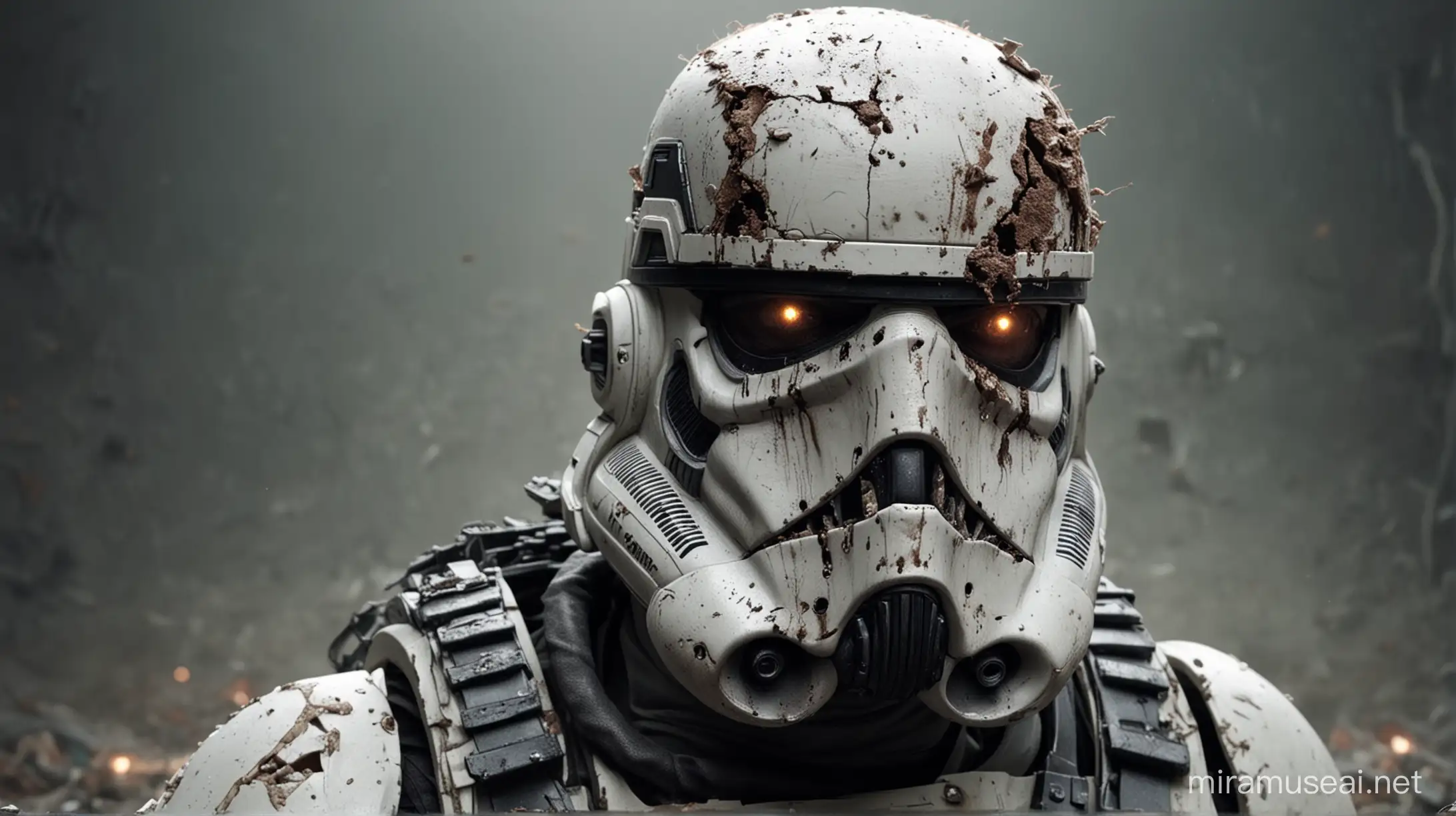 Realistic Zombie Storm Troopers CloseUp Terror in Decaying Helmets