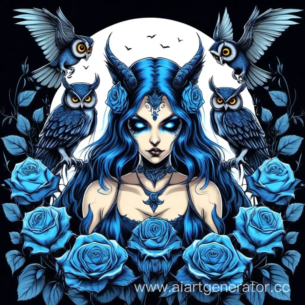 Enchanting-Succubus-with-Blue-Roses-and-an-Owl