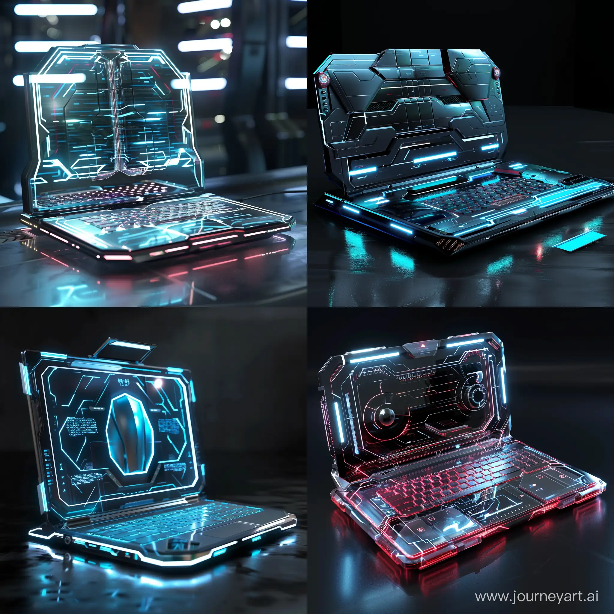 Futuristic laptop, made of high tech, octane render