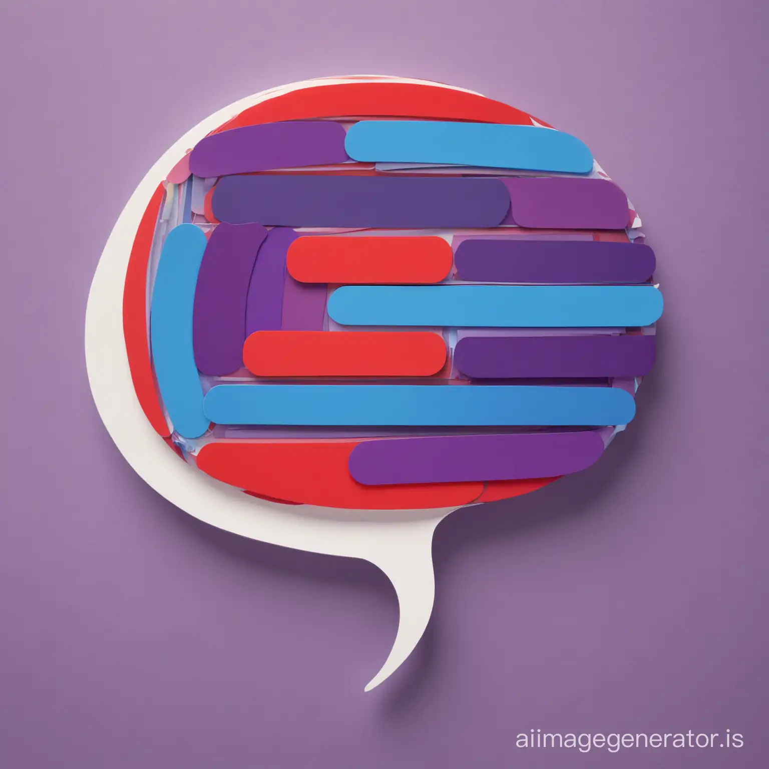 OBLONG SPEECH BUBBLE
FILLED WITH RED, BLUE, PURPLE,
COLOUR STRIPS
