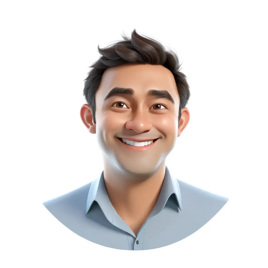 Cheerful 3D Caricature with Thumbs Up Gesture