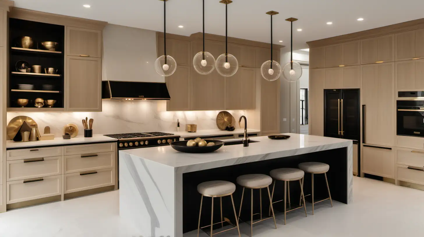 Elegant Minimalist Kitchen with Contemporary Flair and Brass Accents