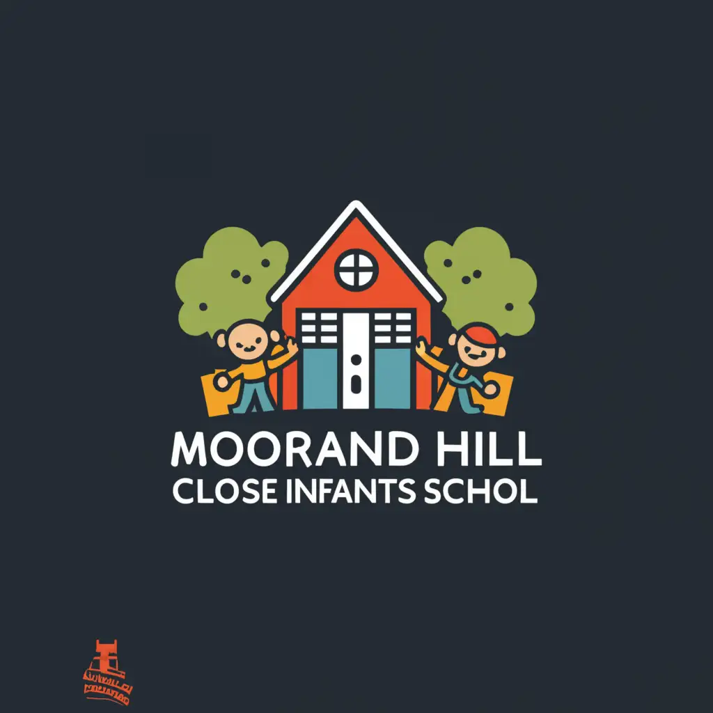 a logo design,with the text "Moorland Hill Close Infants School", main symbol:school and children,Moderate,be used in Education industry,clear background