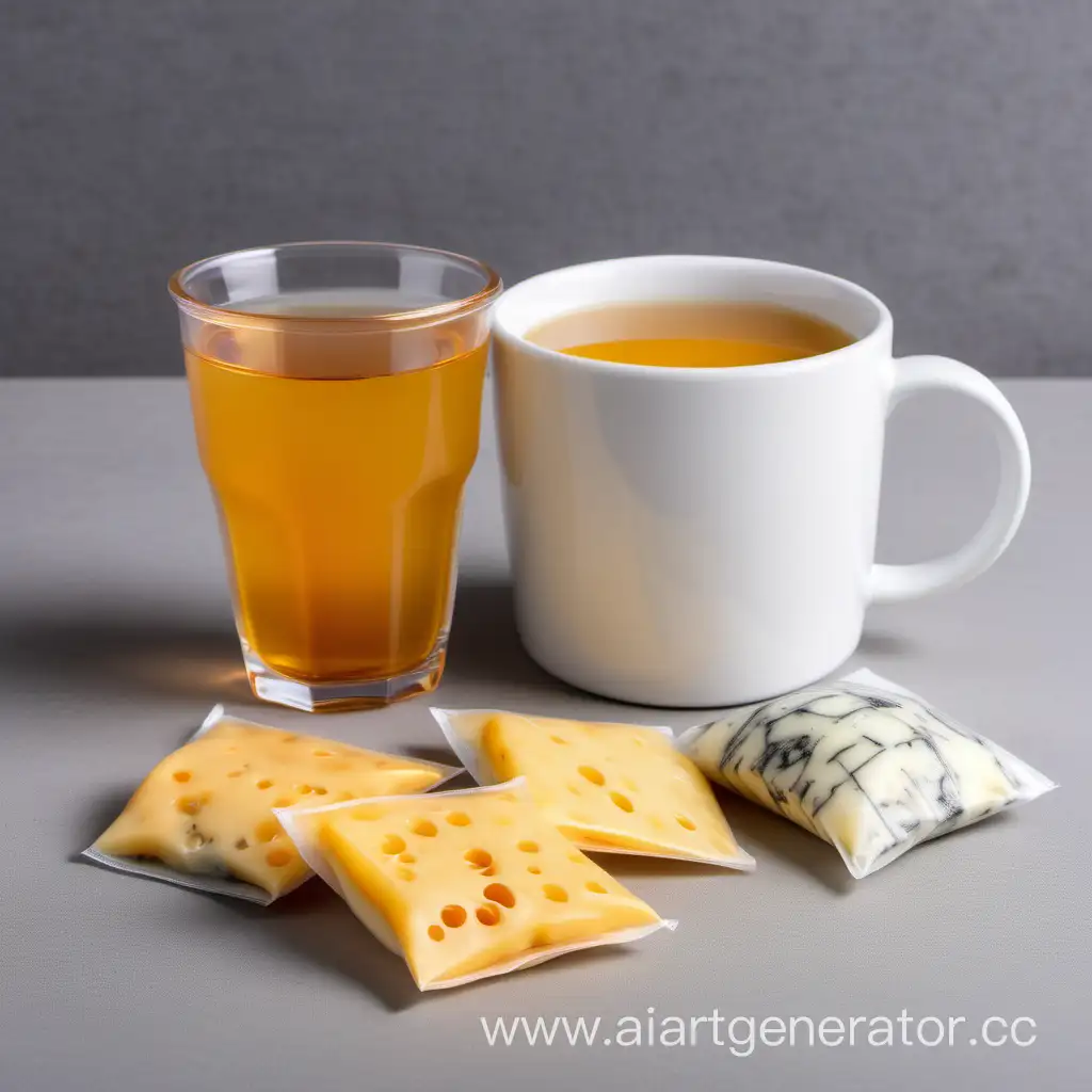 cheese tea bags with a cup