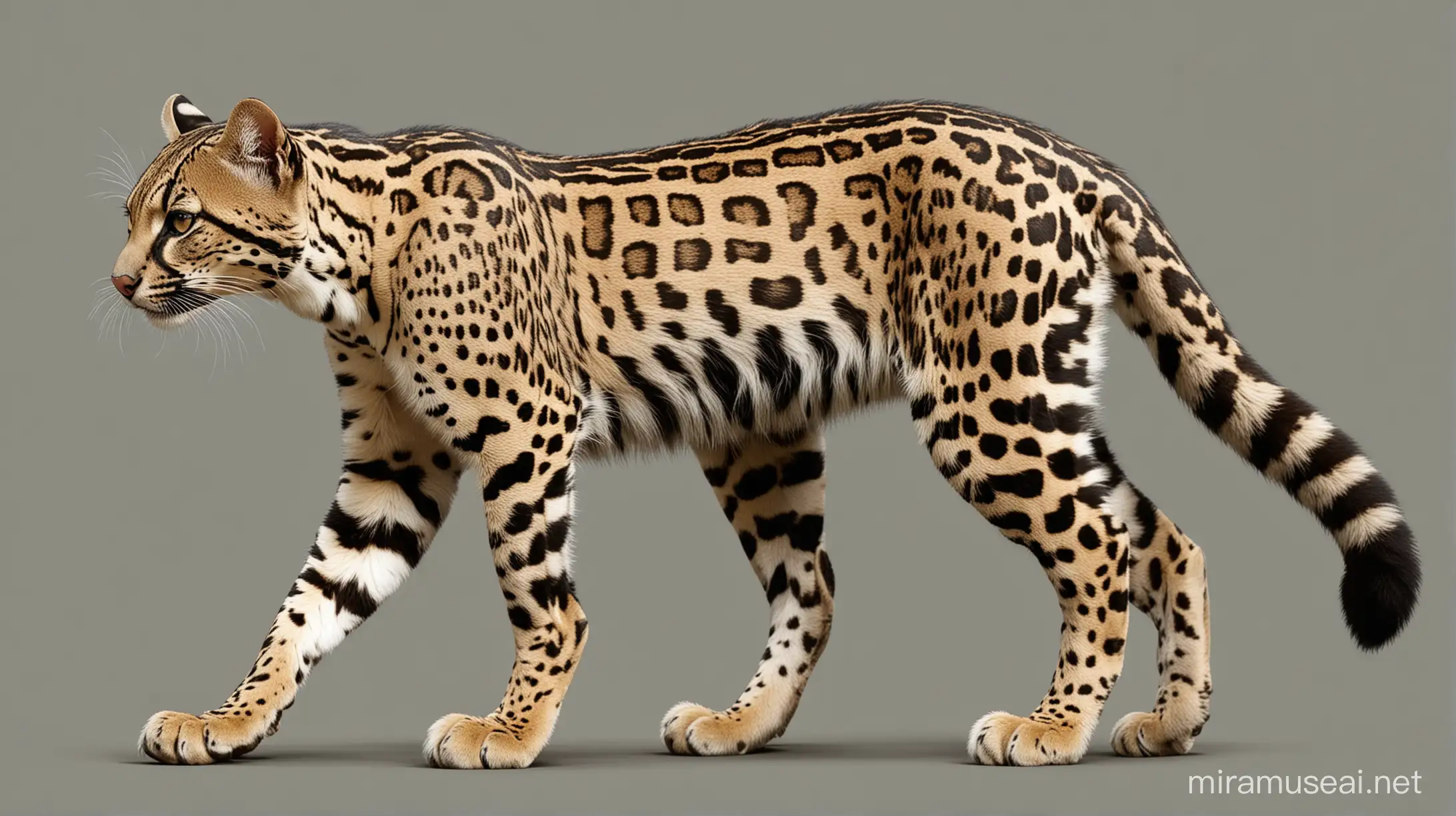Imagen digital vectorizada del ocelote leopardus pardalis, sin fondo