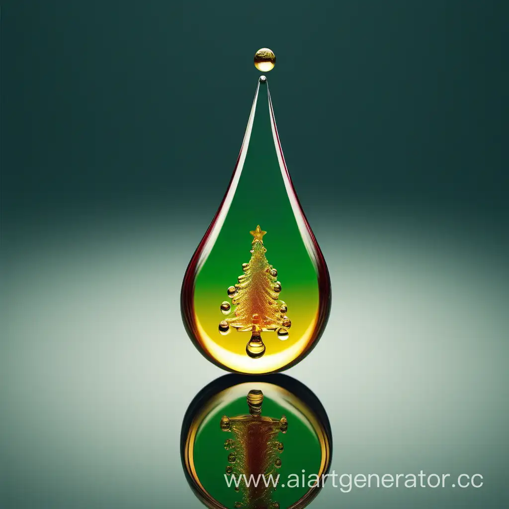 Elegant-Christmas-Tree-Oil-Drop-Reflection