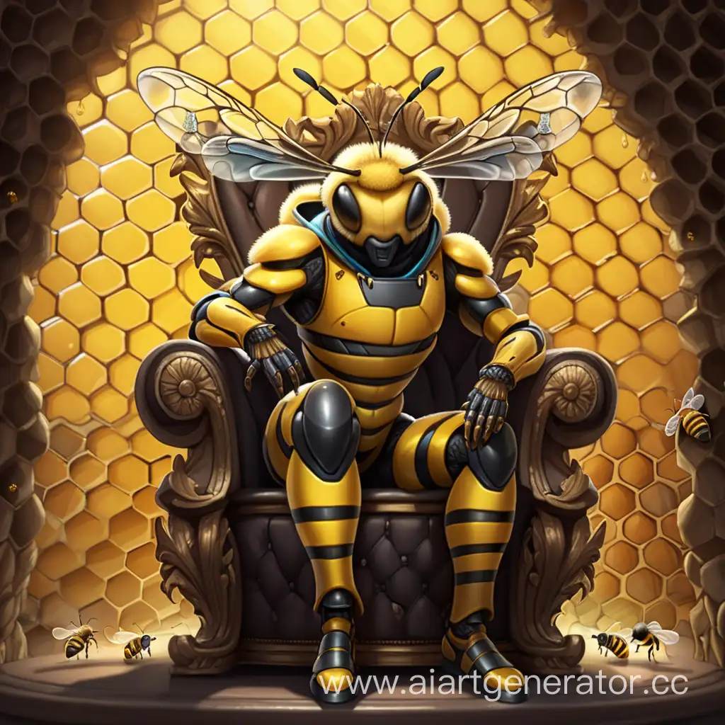 Пчела сидит на троне в улье