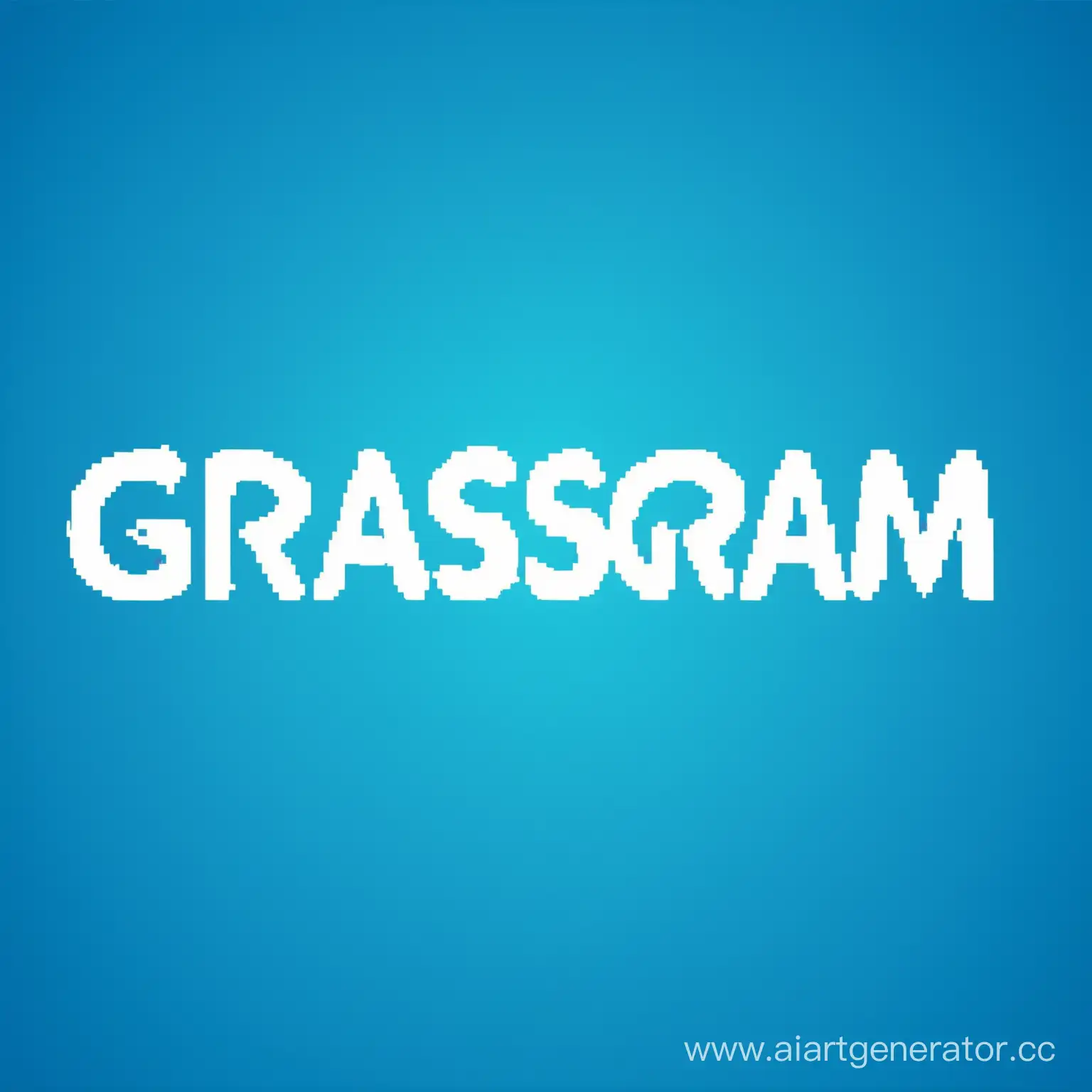 text "GrasGram", blue background, computer game style