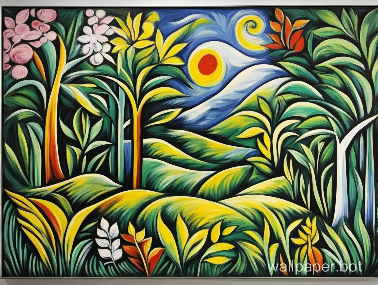 the magic of spring, nature, in Picasso's style