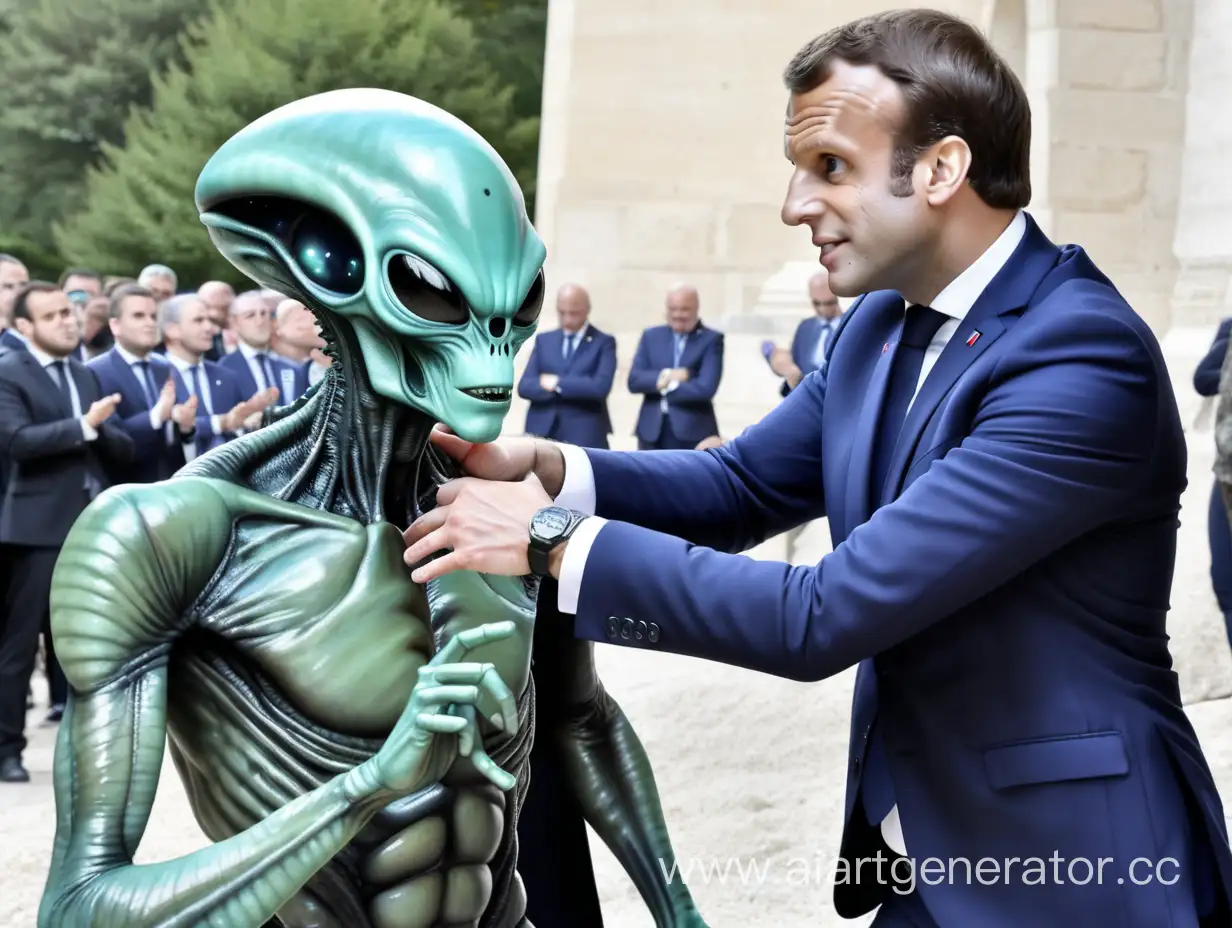 An alien is beating Macron