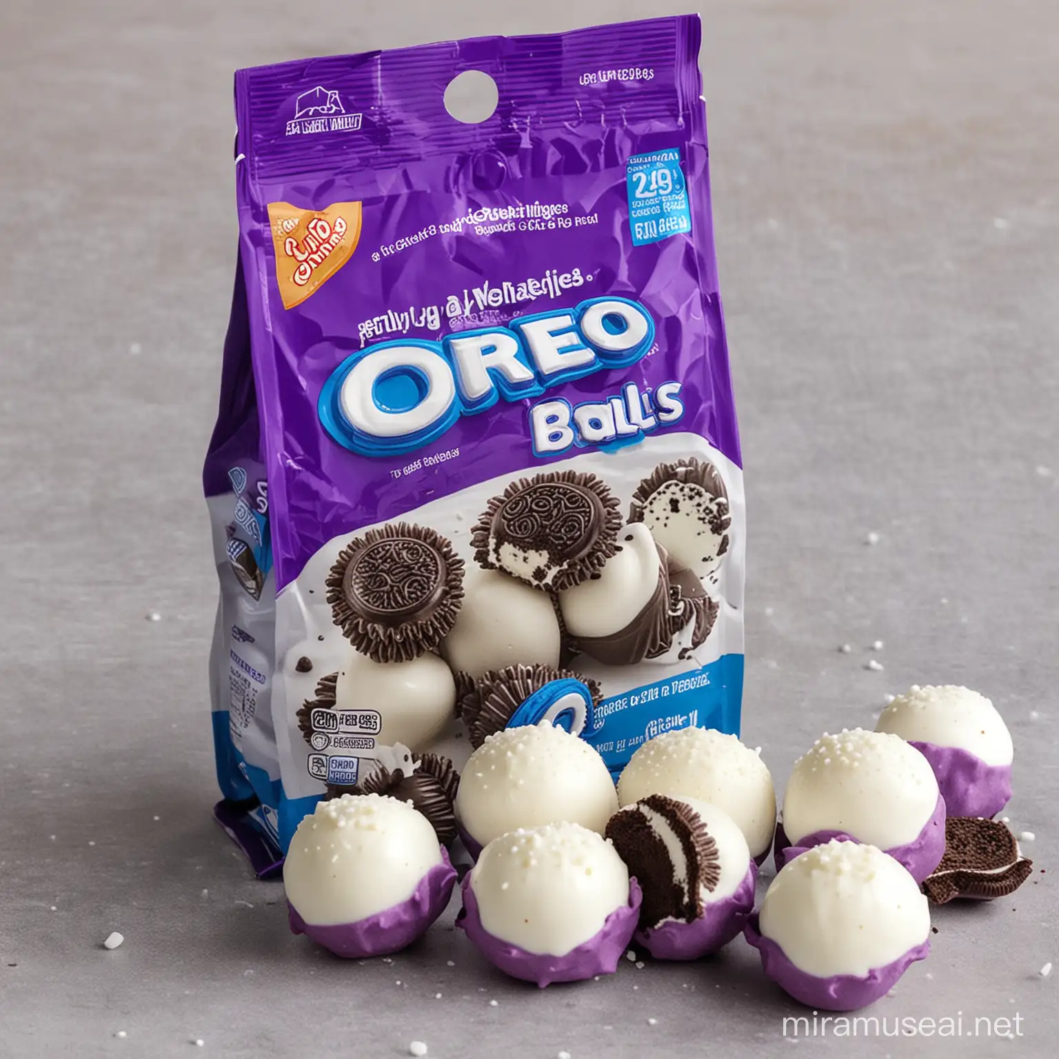 Delicious Oreo Balls in Vibrant Purple and White Packaging