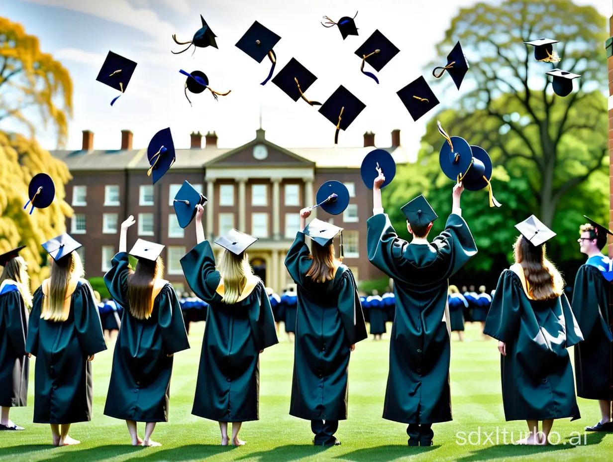 Undergraduate-Graduates-Celebrating-on-Campus-Lawn