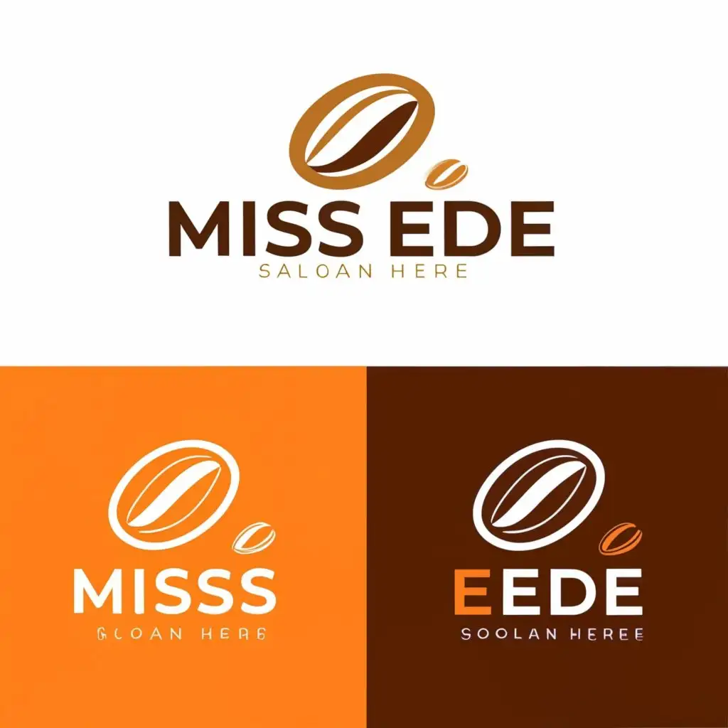 a logo design,with the text 'MISS EDE', main symbol:create a logo using the concept of coffee beans and cocoa beans, with the main colors being bright orange and brown symbolizing coffee beans,Moderate,be used in Retail industry,clear background