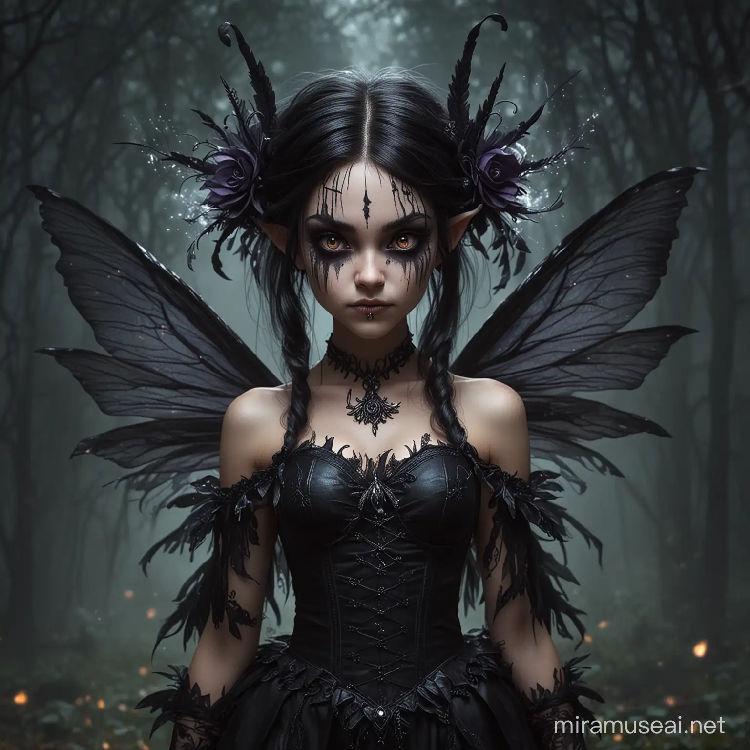 Sinister Dark Feywild Fairy in the Shadows