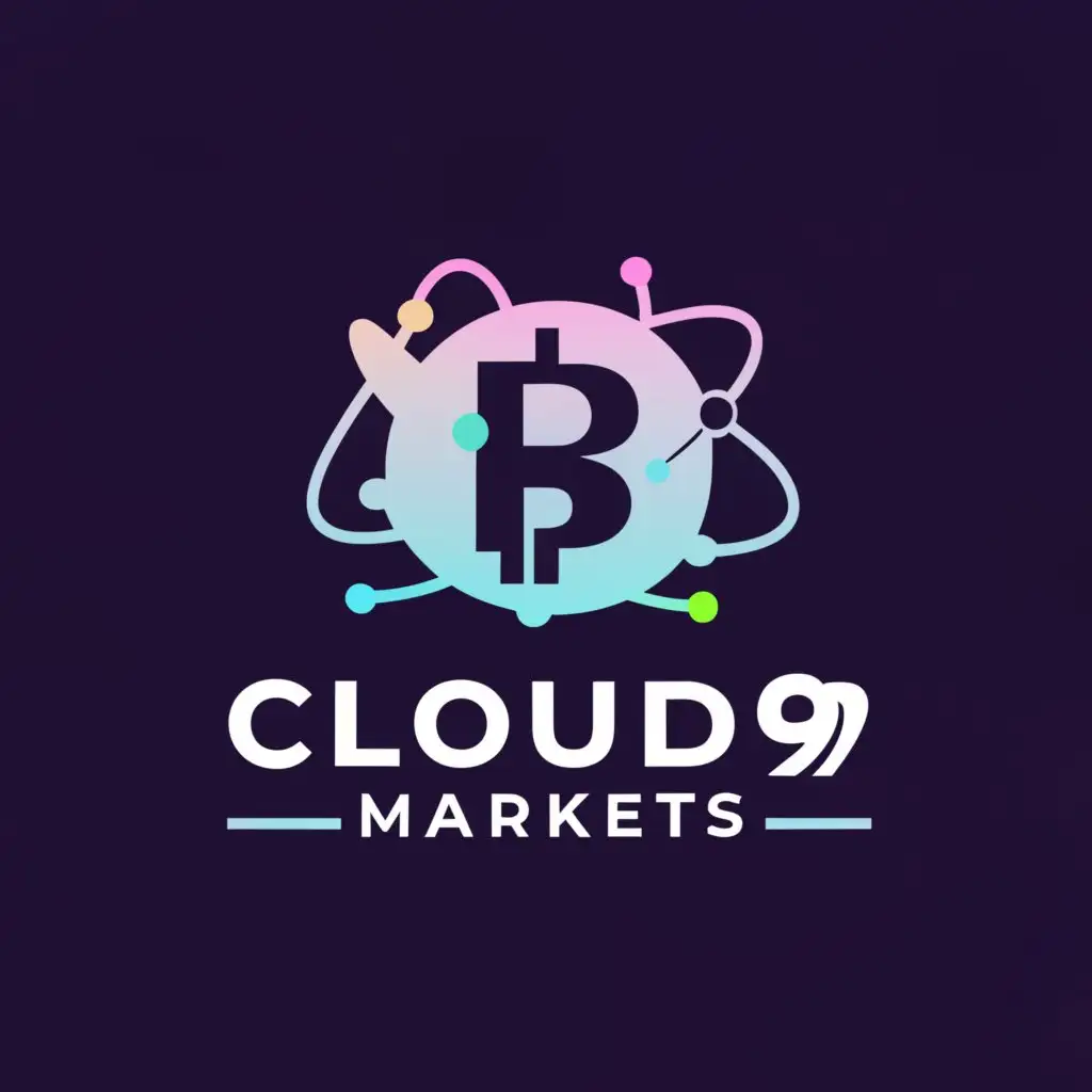 a logo design,with the text 'cloud9 markets', main symbol:bitcoin, stocks, trading,Moderate,be used in Finance industry,clear background