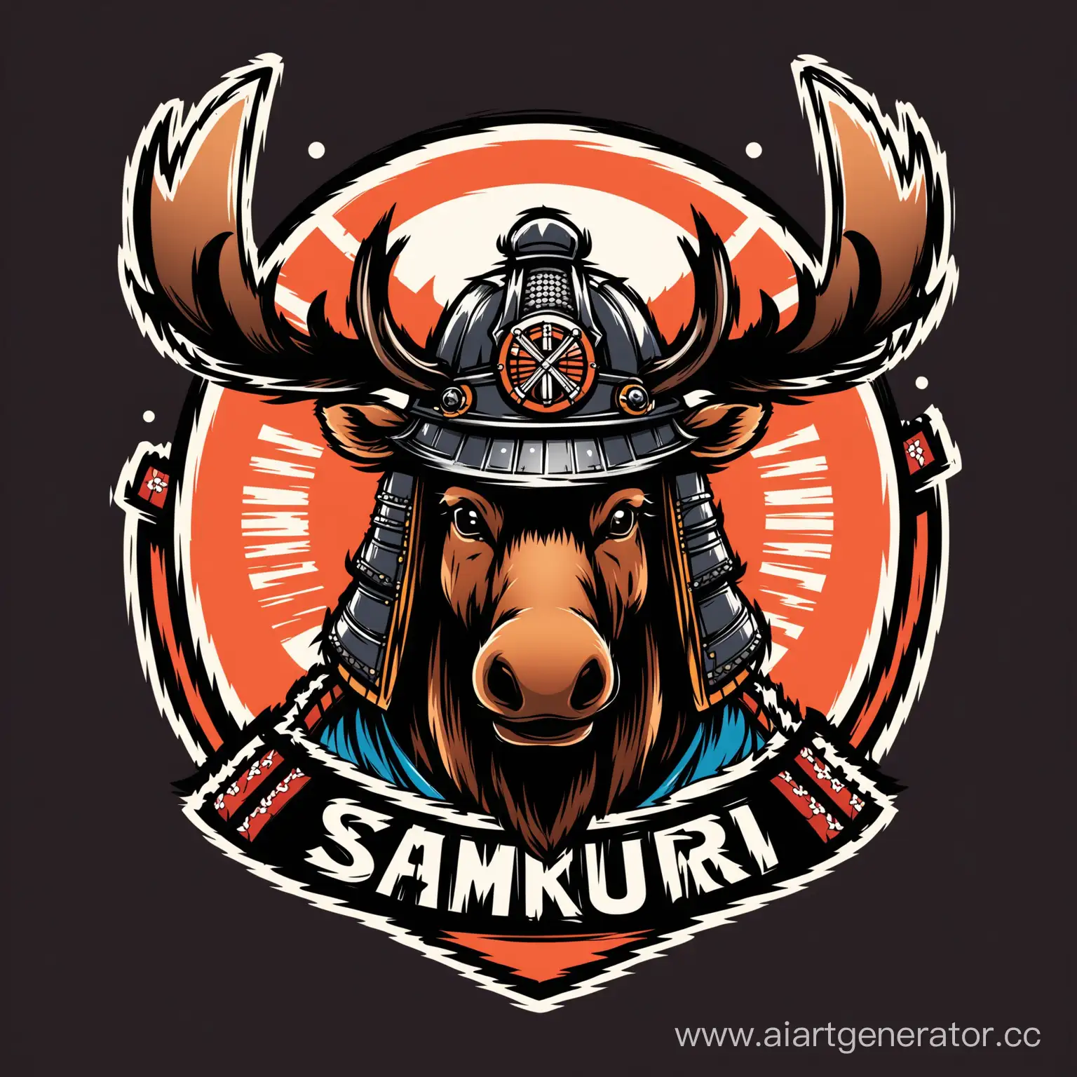 Majestic-Samurai-Moose-Logo-Vector