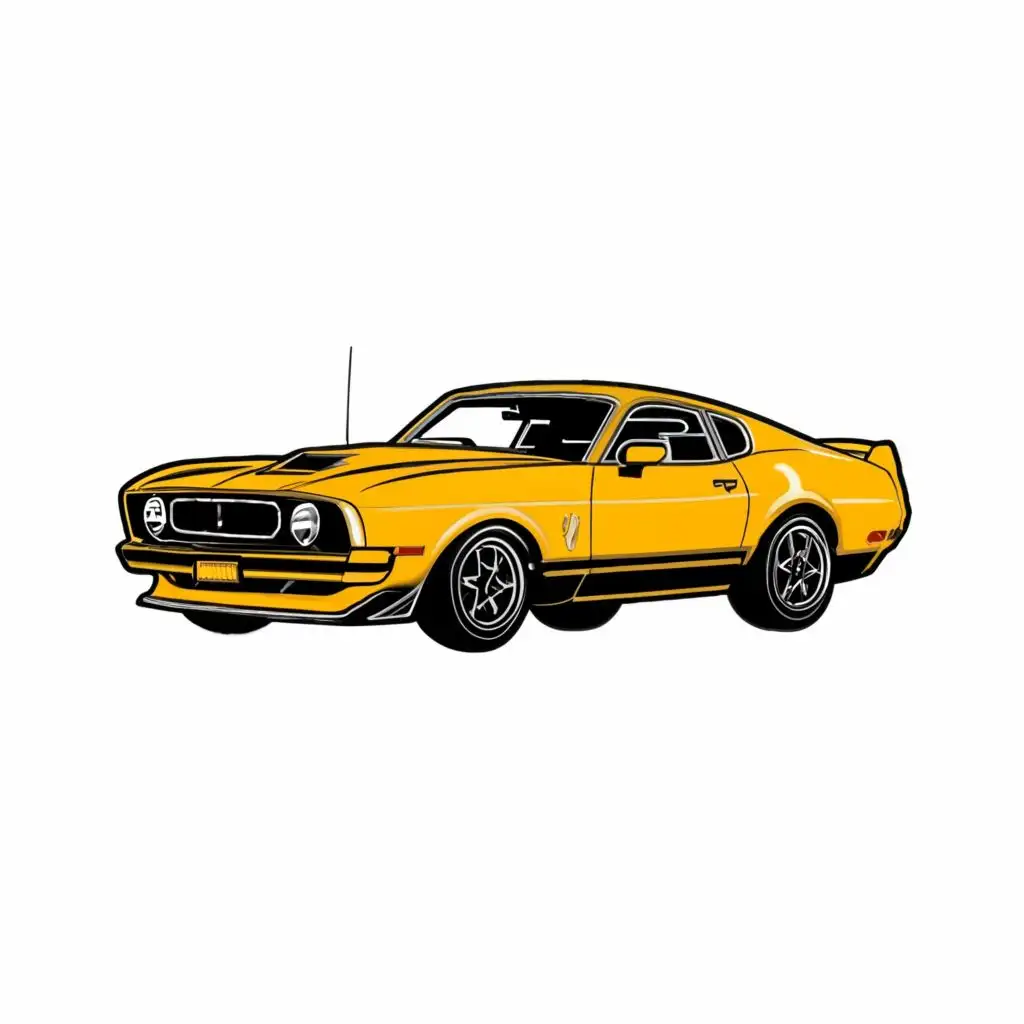 logo, Car, with the text "1973 Ford Mustang Mach 1", typography, be used in Automotive industry