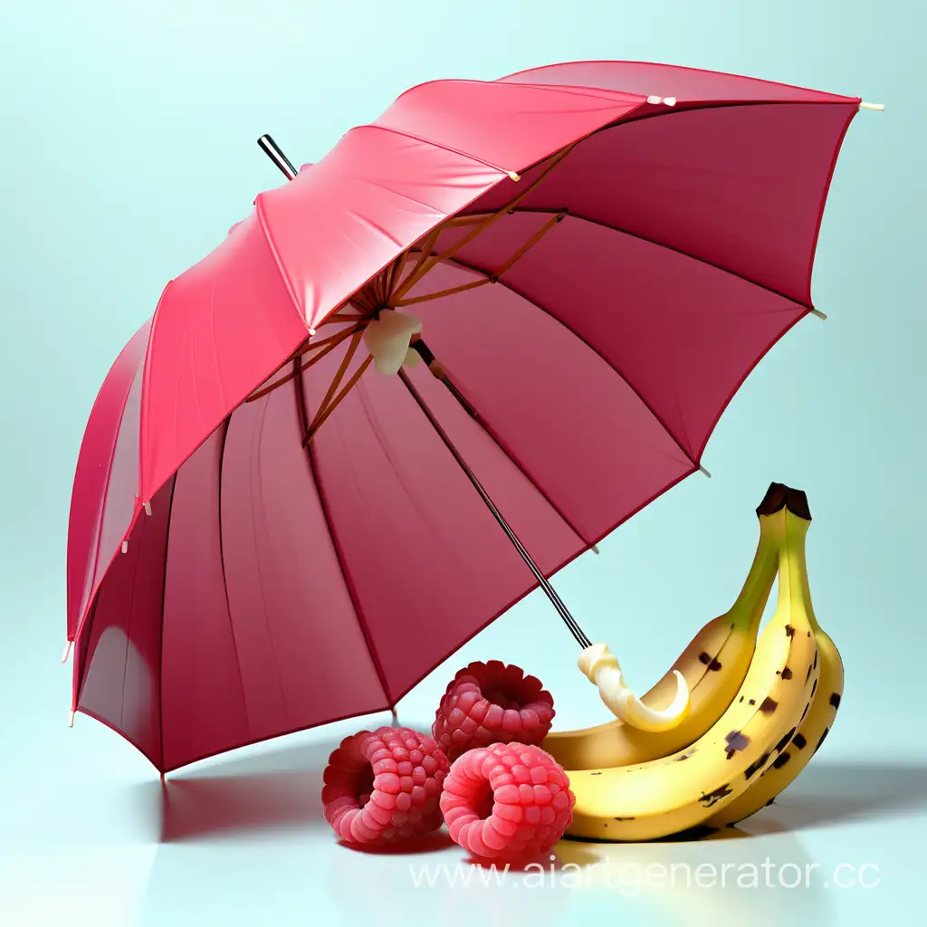 Vibrant-Raspberry-Umbrella-and-Banana-Delight