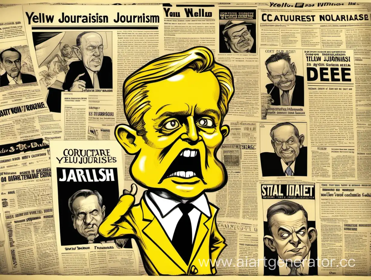 Colorful-Caricature-Illustrating-Sensationalized-Media-Reporting