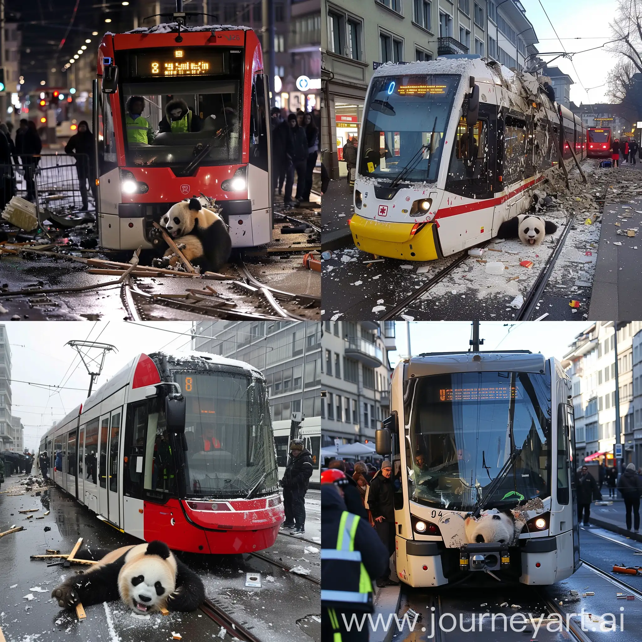 Zurich tram dead after an impact with a human panda
