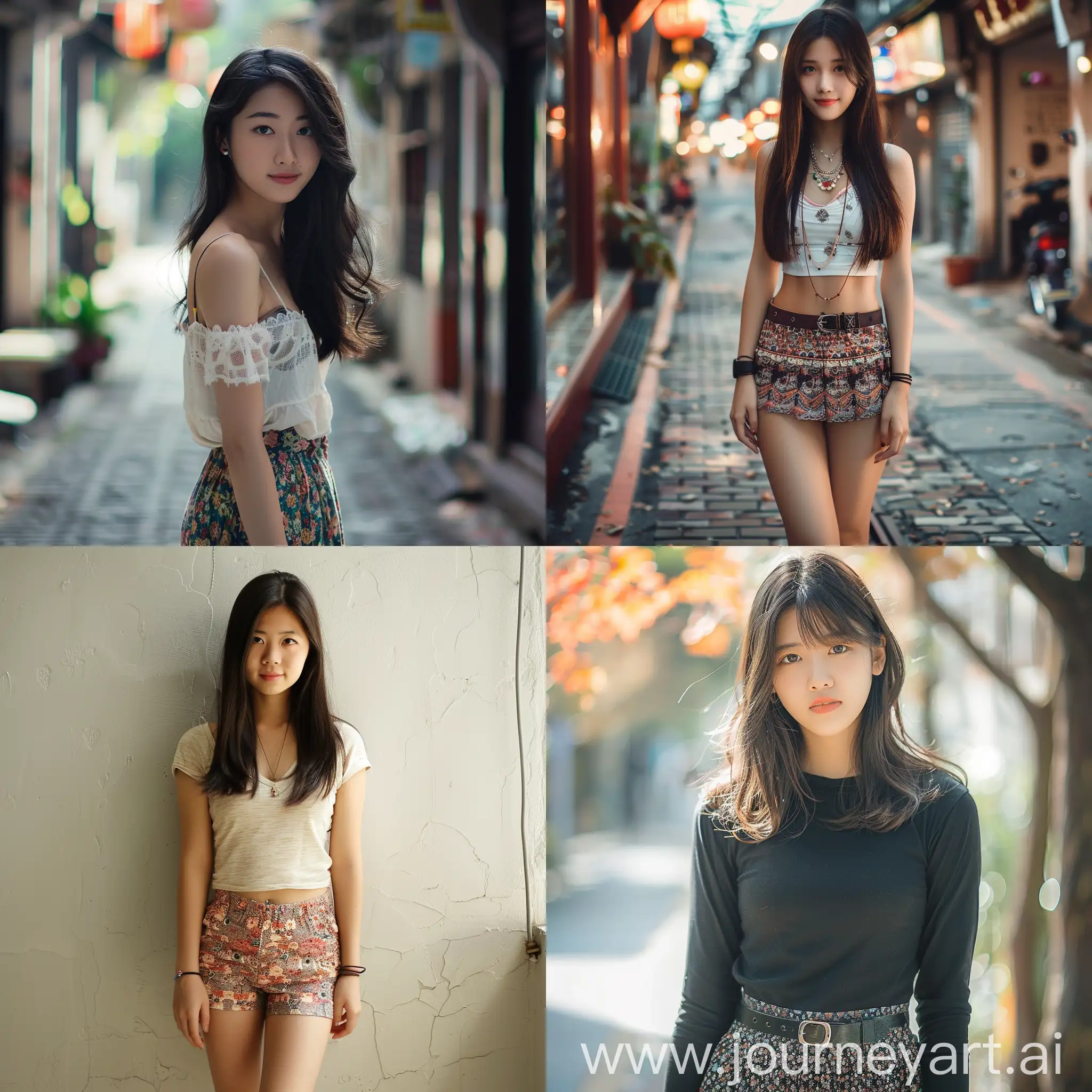 Asian cute girl in a skirt
