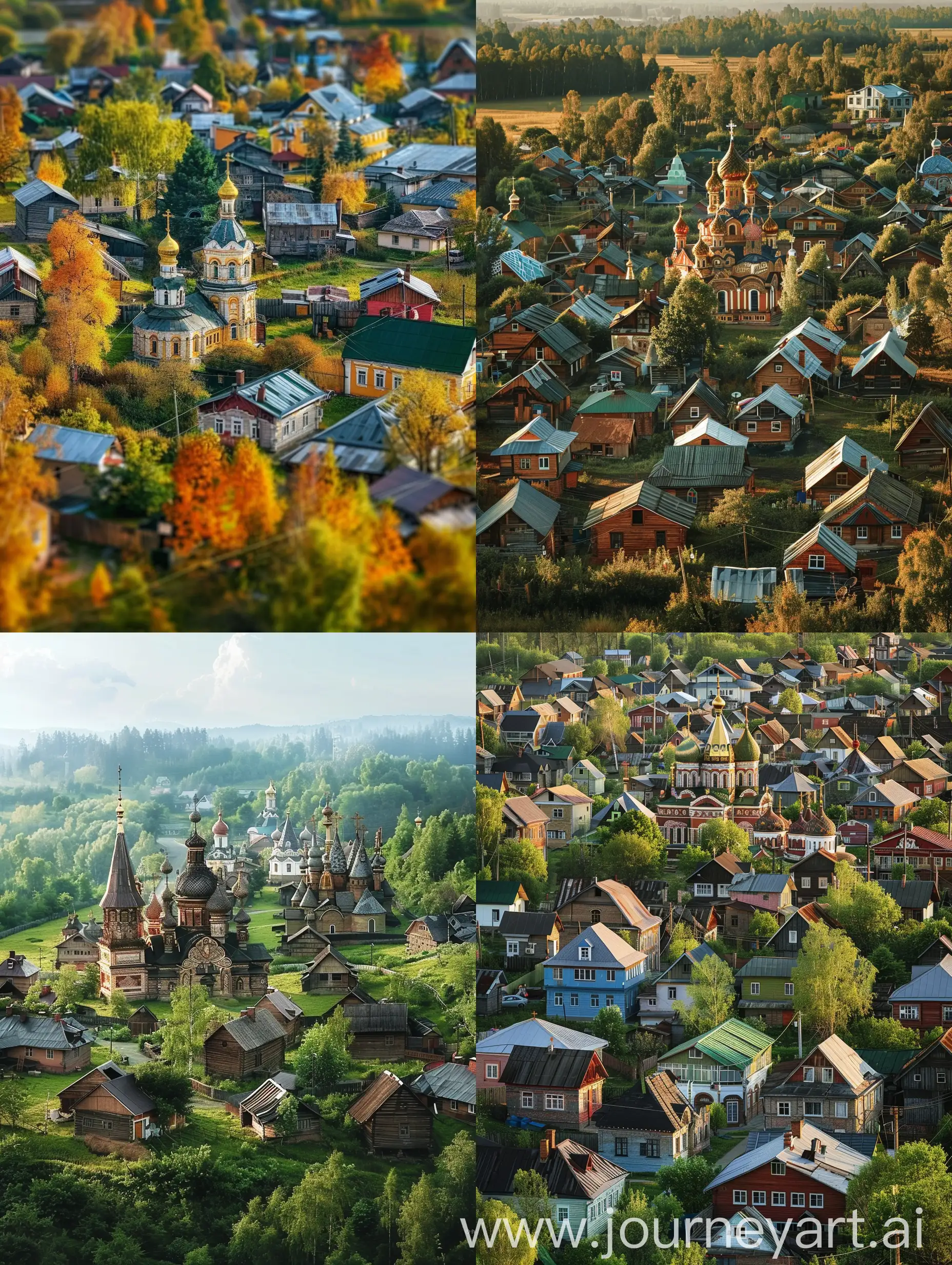Scenic-Russian-Village-Church-Amidst-Dense-Population