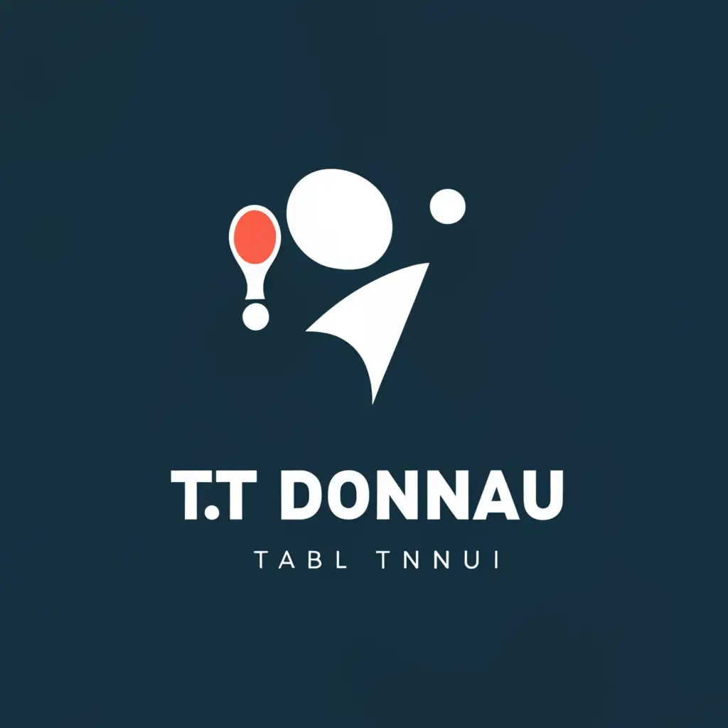 a logo design, with the text 'TT Donau', main symbol: short Table tennis racket Stick figure Child, simple, to be used in Sports Fitness industry, clear background