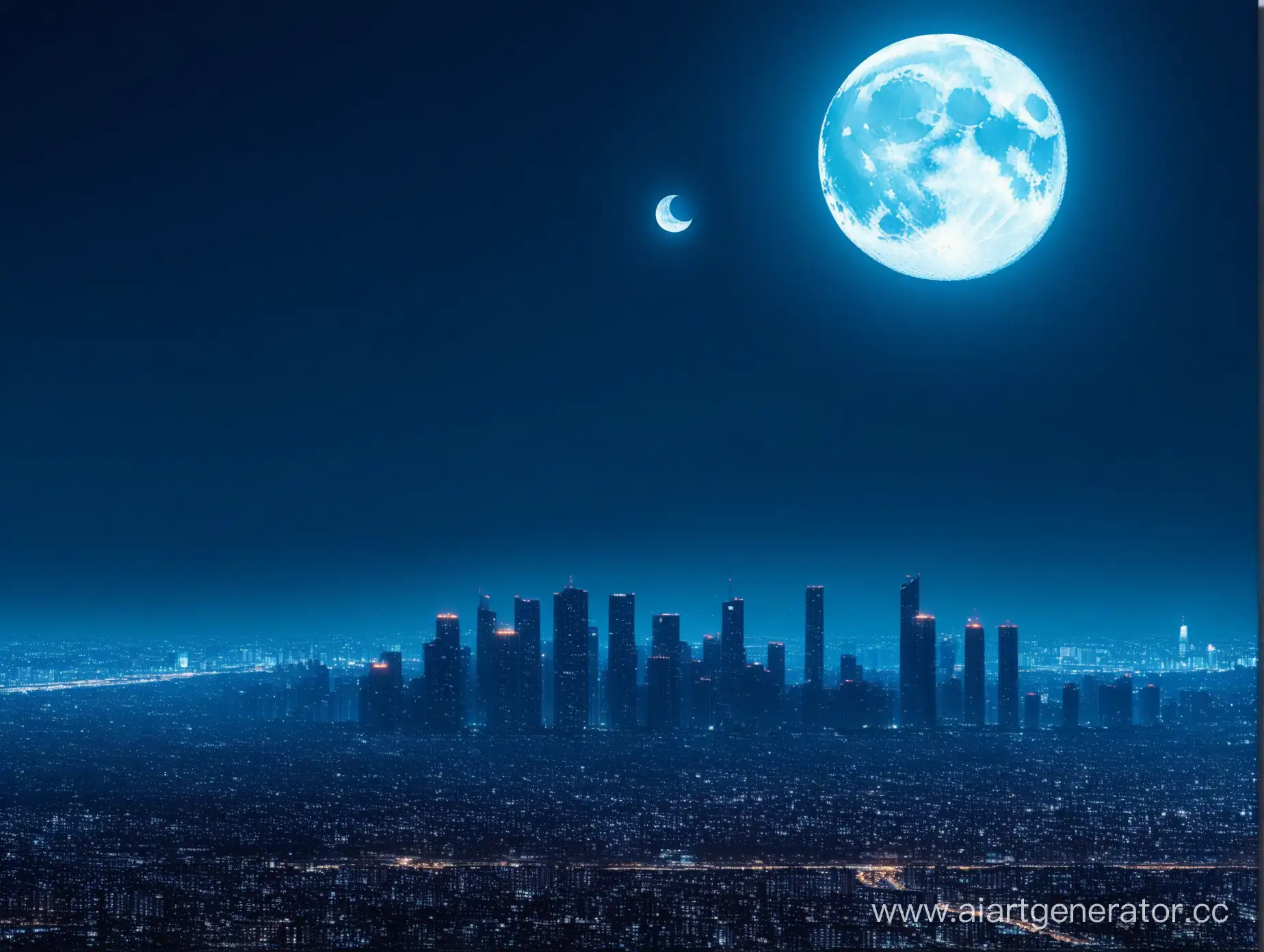 Urban-Landscape-with-Moonrise-Over-Skyscrapers