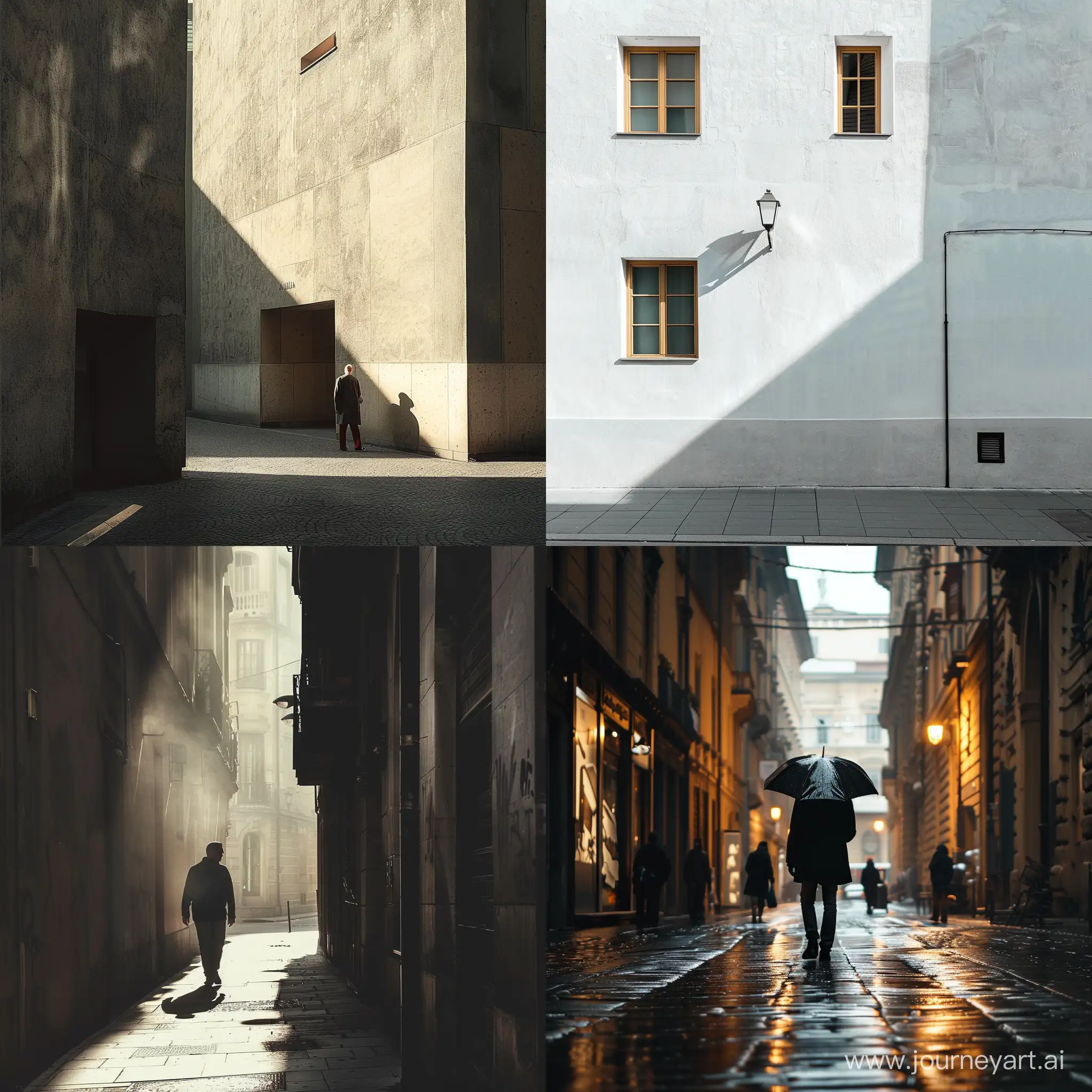 A realistic street photography style minimalista