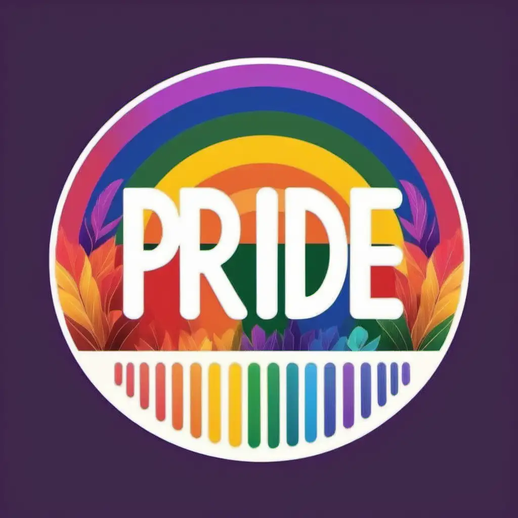 Design a Pride 2024 logo with rainbow colors using a boho theme